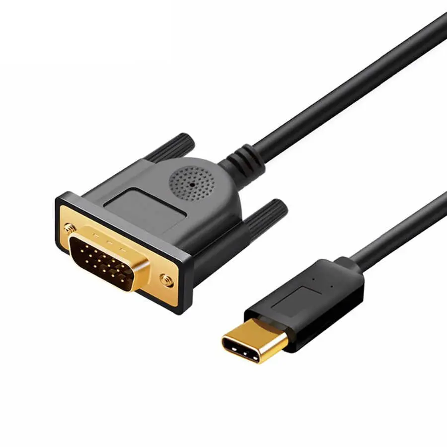 Qgeem QG-UA17 Type-C to VGA Adaptör Kablosu, 1080p 60Hz 1.2 m