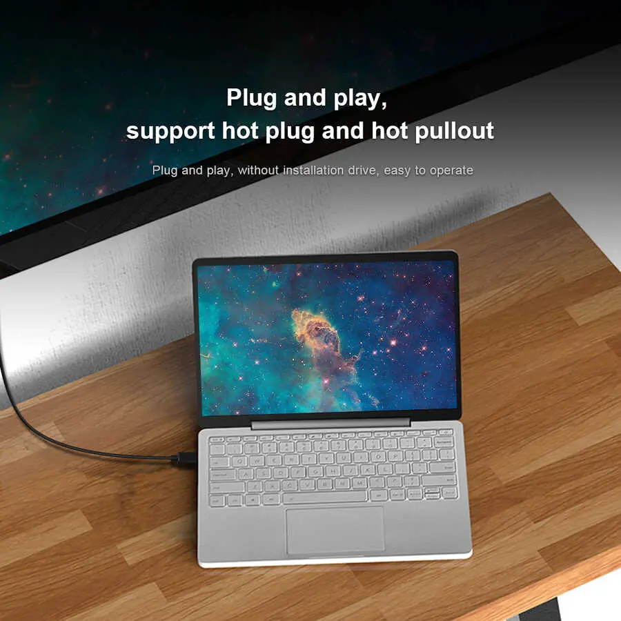 Qgeem QG-UA17 Type-C to VGA Adaptör Kablosu, 1080p 60Hz 1.8 m
