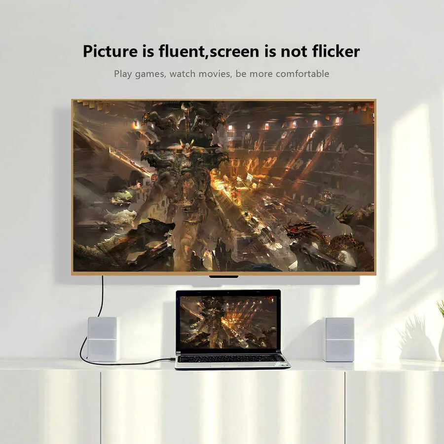 Qgeem QG-UA17 Type-C to VGA Adaptör Kablosu, 1080p 60Hz 1.8 m