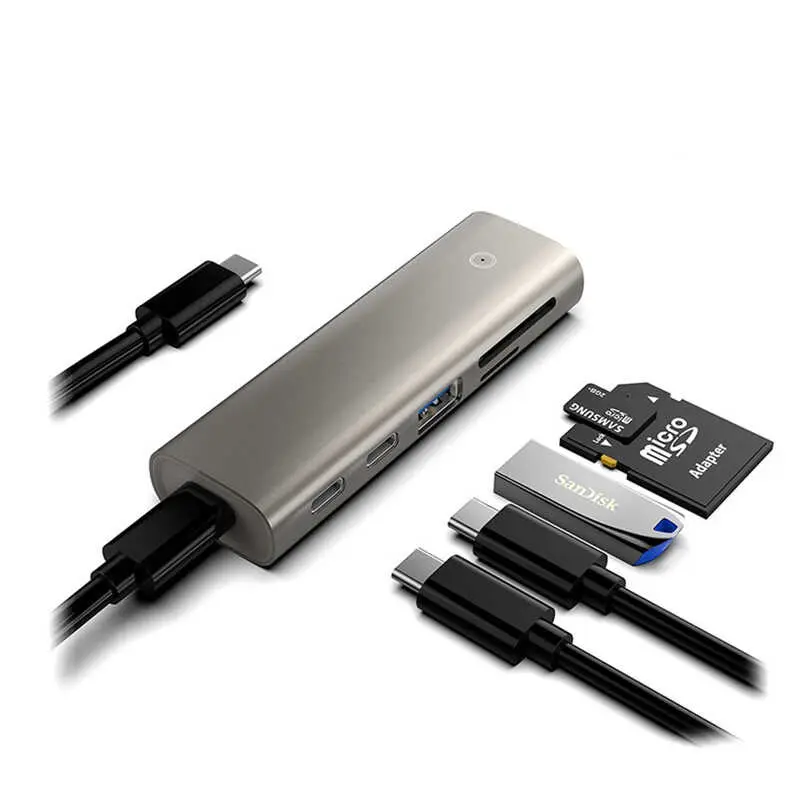 Qgeem QG-UH05 6'sı 1 Arada Type-C Hub, 22 cm, SD ve Micro SD Girişli