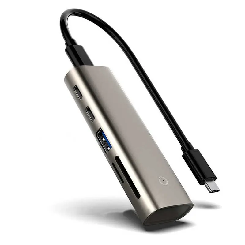 Qgeem QG-UH05 6'sı 1 Arada Type-C Hub, 22 cm, SD ve Micro SD Girişli
