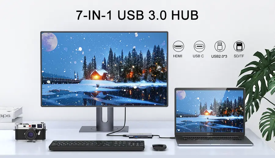 Qgeem QG-UH07-A Type-C Hub, USB 3.0, HDMI 4K, SD Kart ve 85W