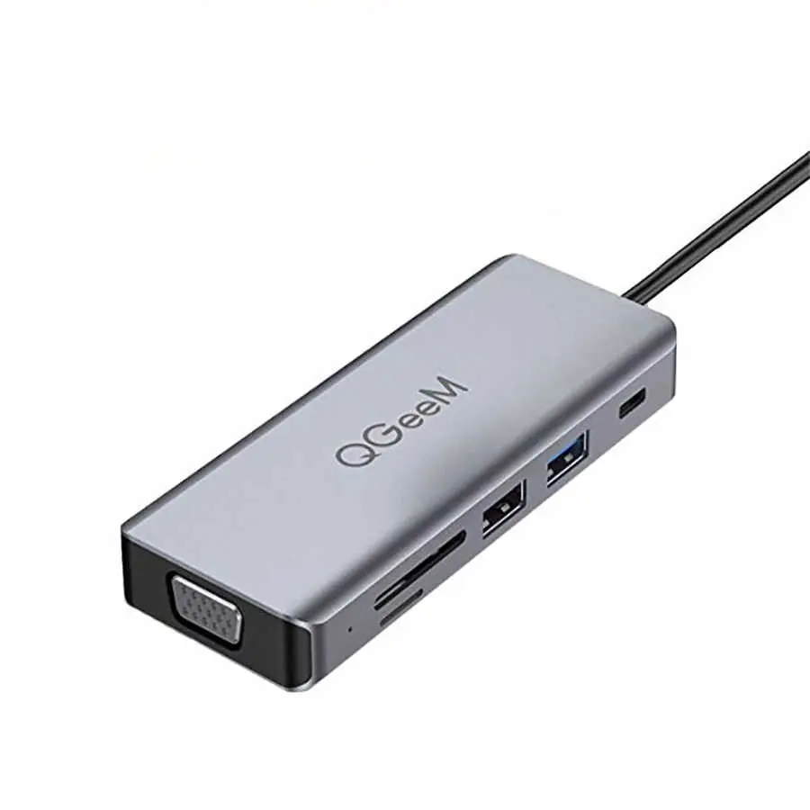 Qgeem QG-UH09 9 İşlevli USB Hub, HDMI ve VGA Çıkışlı