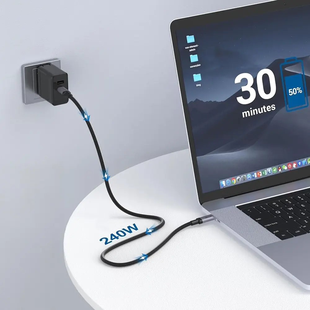 Qgeem QG03 Type-C to Type-C 240W 40Gbps 8K Data Kablosu 1.5 m