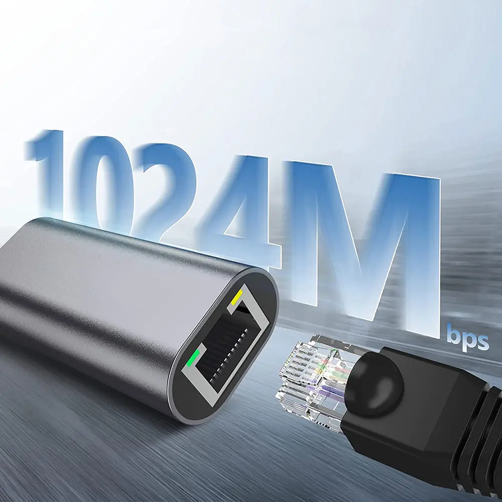 Qgeem QG04 Type-C to RJ45 Ethernet Dönüştürücü Kablo, 1024Mbps