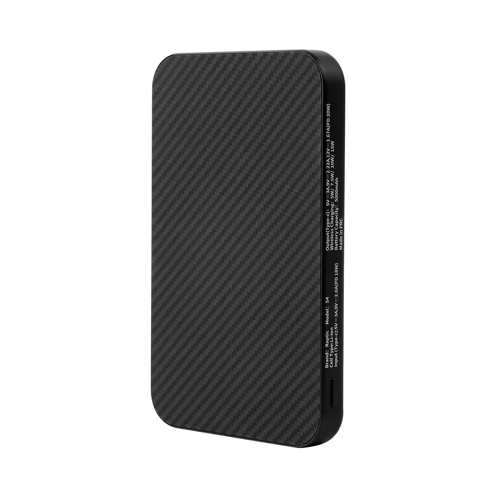 Raptic S4 Aramid 600D MagSafe Uyumlu 5000mAh Powerbank, 15W Kablosuz Şarj