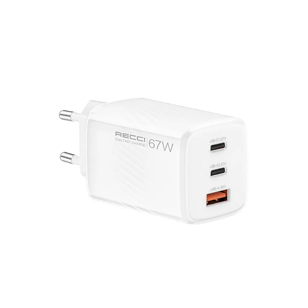 Recci RC85E GaN 67W Hızlı Şarj Adaptörü ve USB-C Kablo Seti