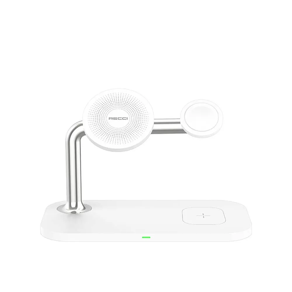 Recci RCW-20 Prestige 3'ü 1 Arada MagSafe Uyumlu 15W Kablosuz Şarj Standı