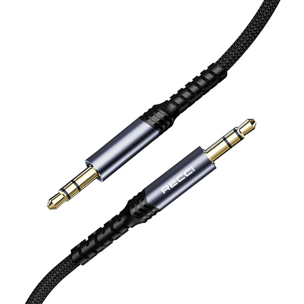 Recci RDS-A28 3.5 mm AUX Ses Kablosu, 120 cm, Alüminyum ve Naylon Dokuma