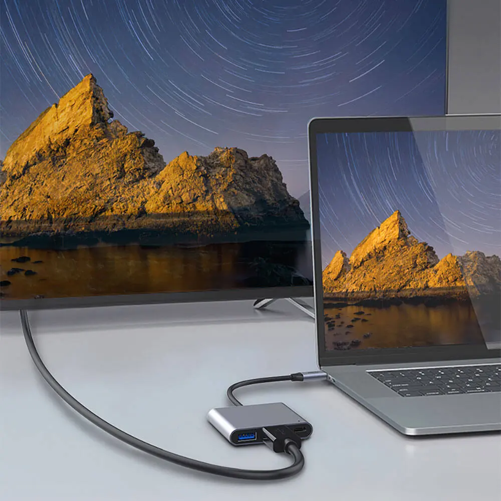Recci RH05 3'ü 1 Arada Type-C Hub, PD 100W ve HDMI 4K