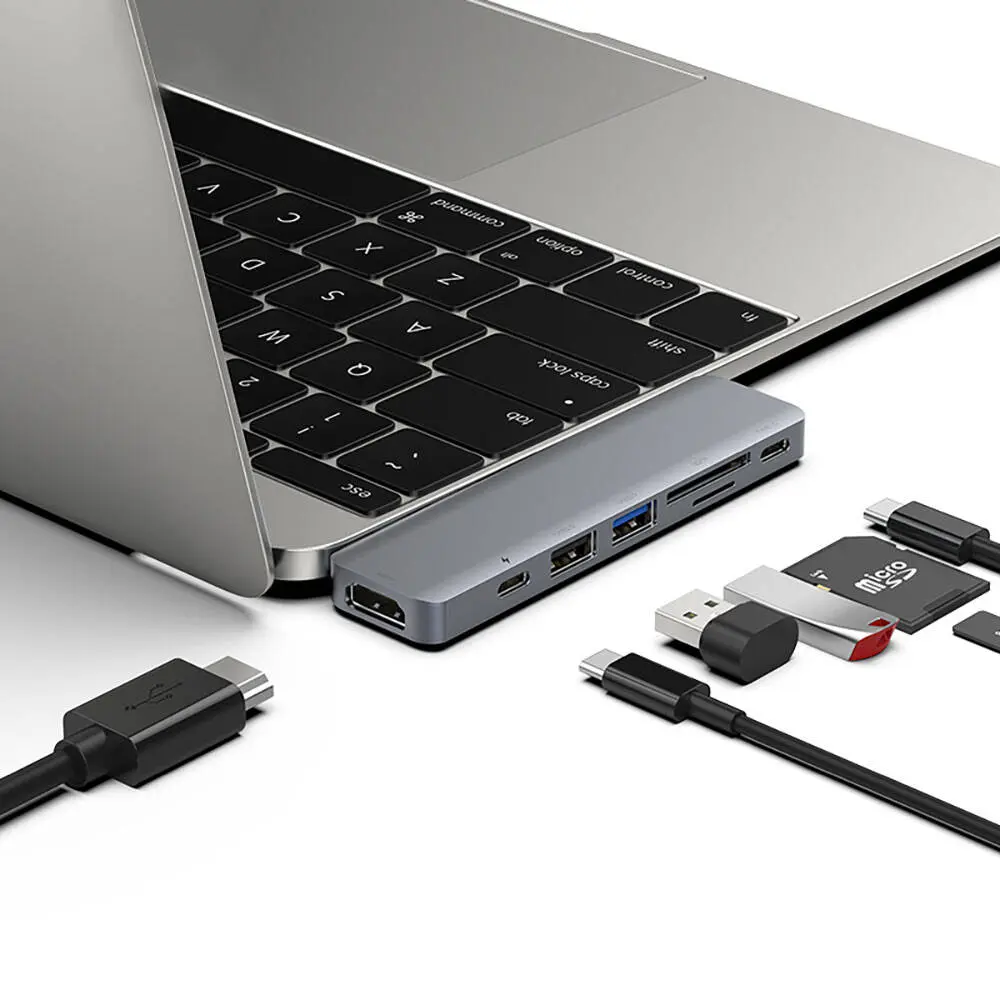 Recci RH08 7'si 1 Arada Type-C Hub, HDMI, SD/TF, USB 3.0 ve PD 100W