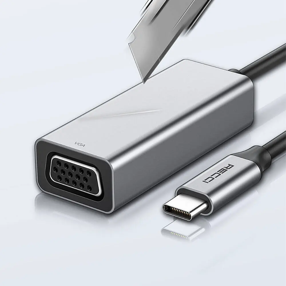 Recci RH12 VGA to Type-C Dönüştürücü Kablo, 1080p ve Alüminyum Gövde