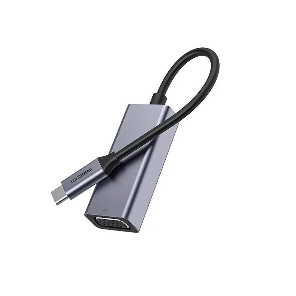 Recci RH12 VGA to Type-C Dönüştürücü Kablo, 1080p ve Alüminyum Gövde