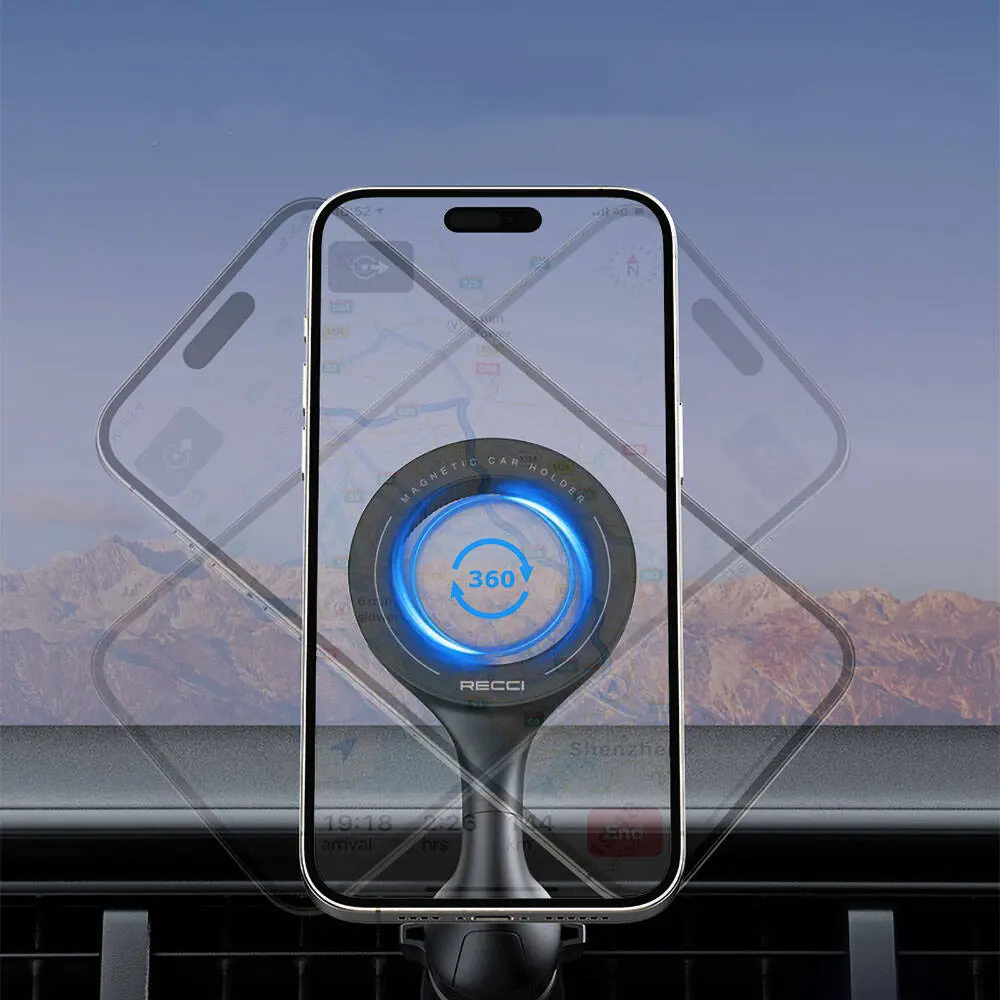Recci RHO-C42 MagSafe Manyetik 360° Dönebilen Havalandırma Tipi Araç Telefon Tutucu