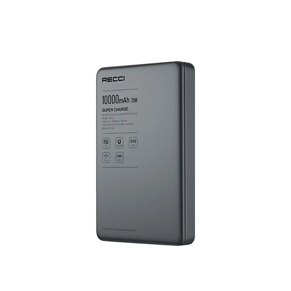 Recci RP35 10000mAh PD 20W Kablosuz Şarjlı Powerbank, LED Göstergeli