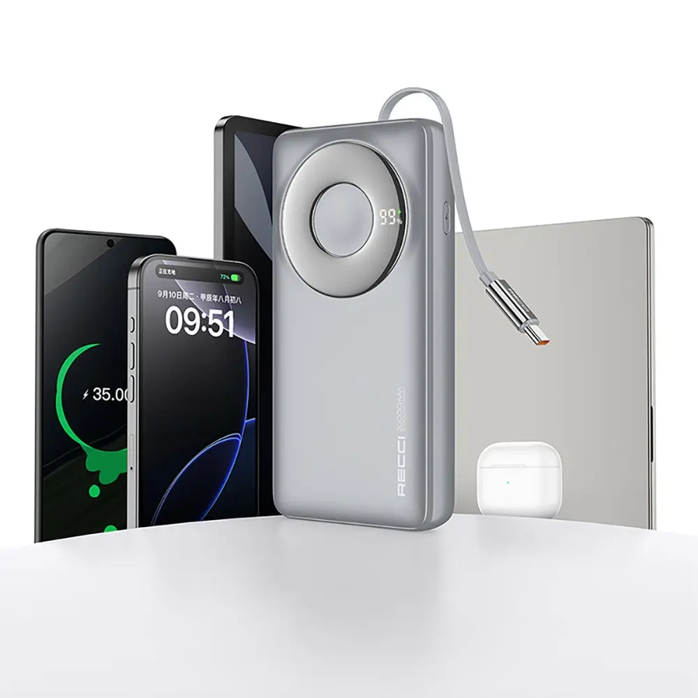 Recci RPB-P72 20.000mAh 65W Type-C Kablolu Powerbank