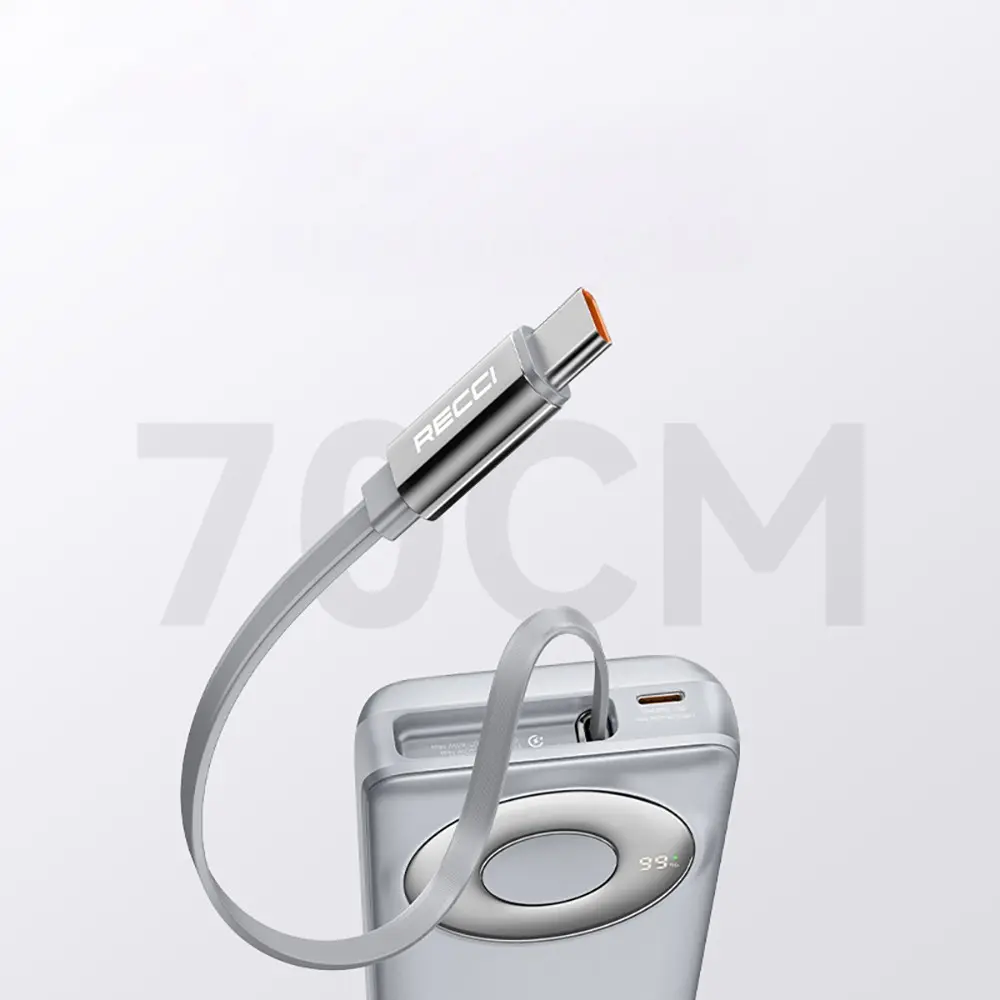 Recci RPB-P72 20.000mAh 65W Type-C Kablolu Powerbank