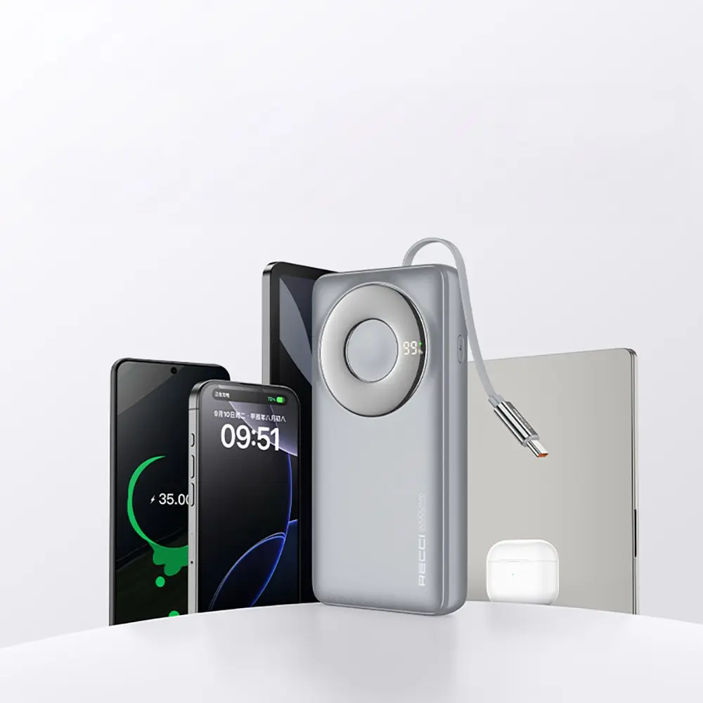 Recci RPB-P72 20.000mAh 65W Type-C Kablolu Powerbank