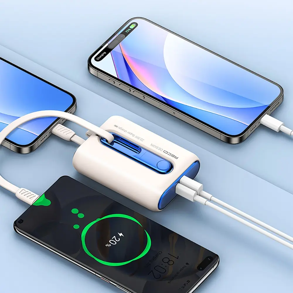 Recci RPB-P12 Type-C Kablolu Powerbank, 9000mAh ve 22.5W