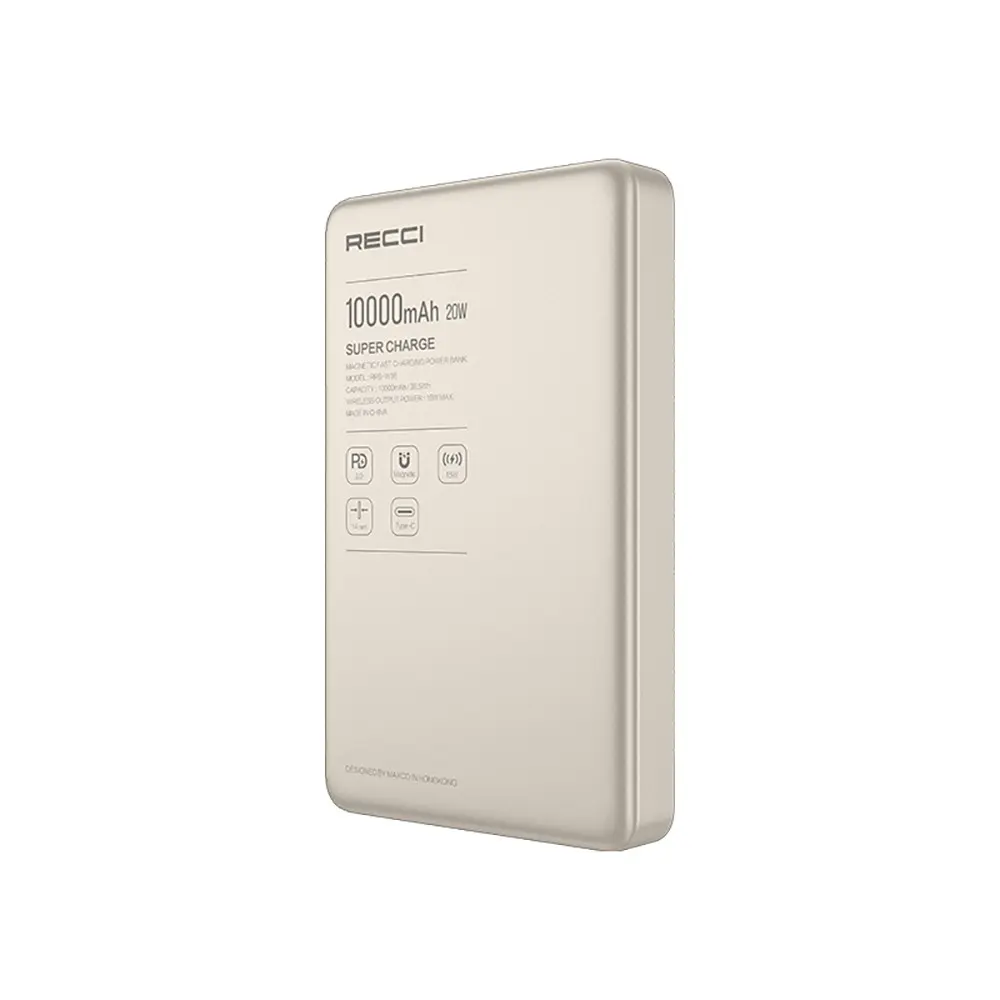 Recci RPB-W36 10000mAh Kablosuz Powerbank, PD 20W ve 15W Şarj