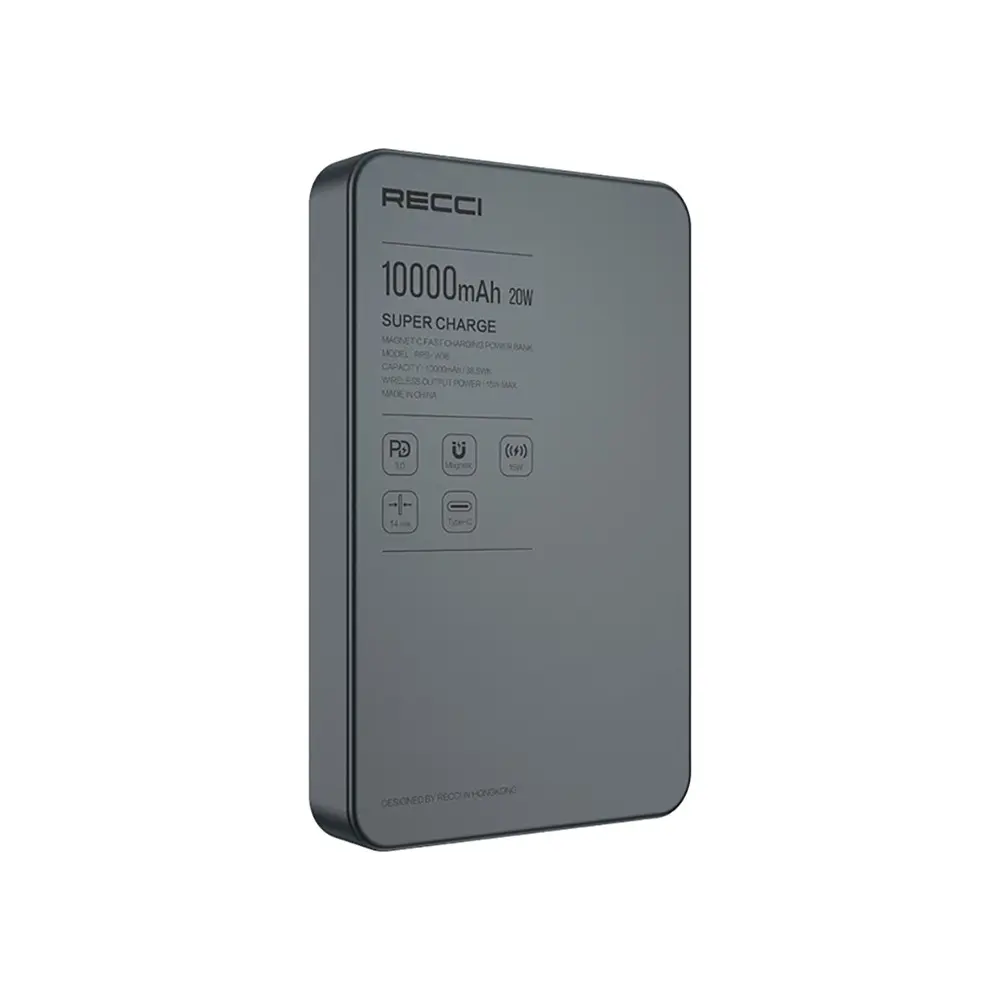 Recci RPB-W36 10000mAh Kablosuz Powerbank, PD 20W ve 15W Şarj