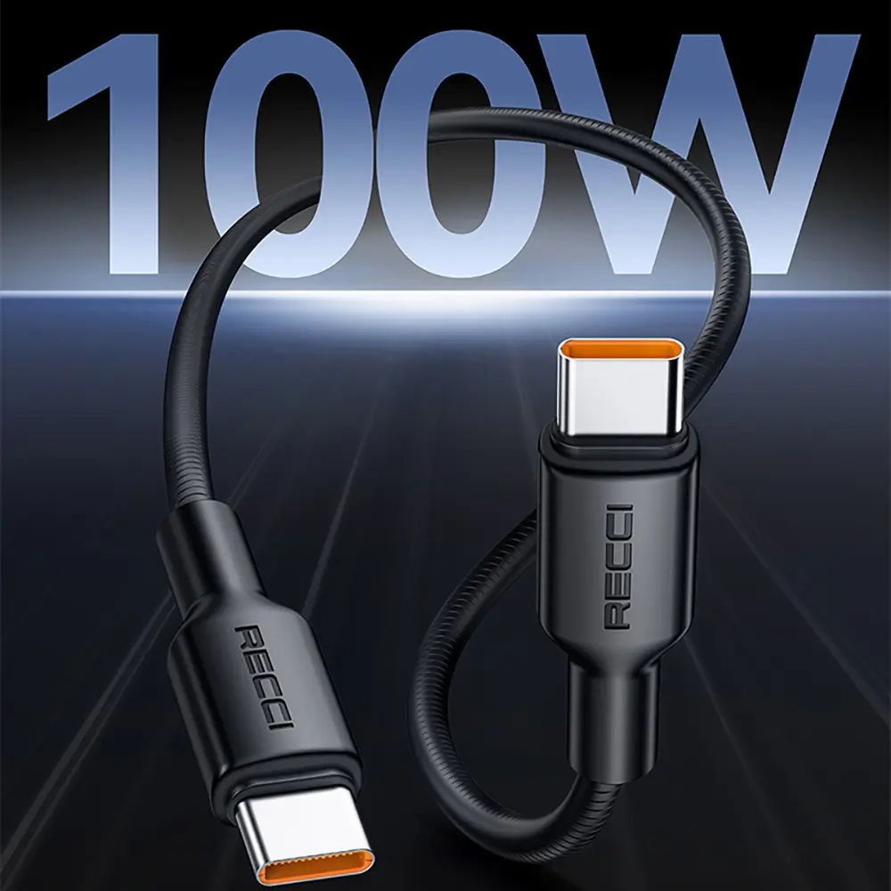 Recci RS56CC Type-C to Type-C 100W PD Şarj ve Data Kablosu, 1.2 m