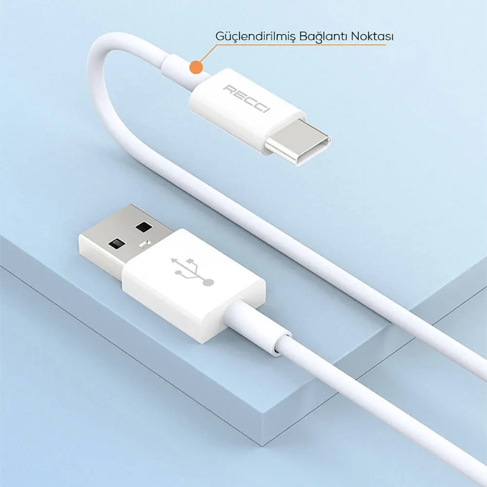 Recci RS06C USB-A to Type-C 3A Data ve Şarj Kablosu, 1 m