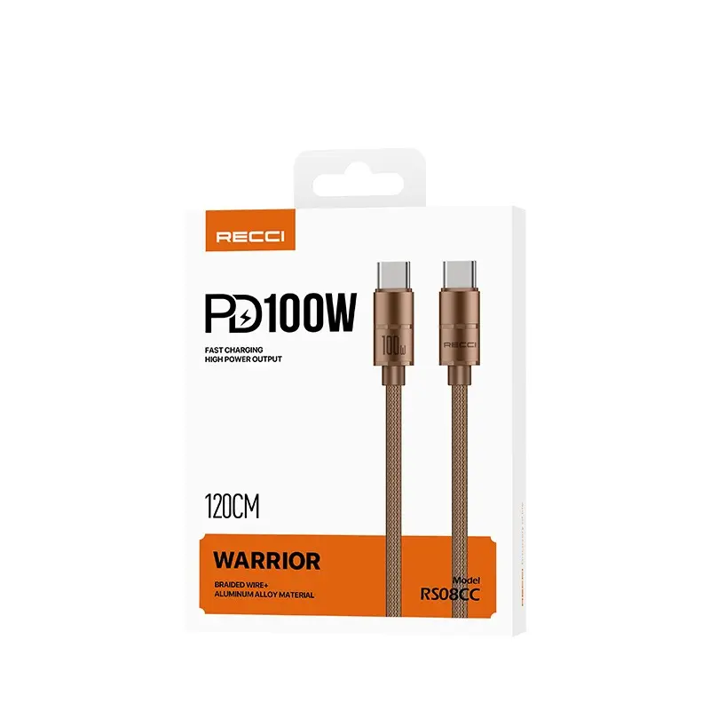 Recci RS08CC Warrior Type-C to Type-C 100W Şarj ve Data Kablosu 1.2 m