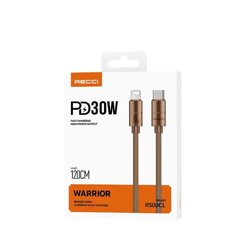 Recci RS08CL Warrior Type-C to Lightning 30W Şarj Kablosu 1.2M