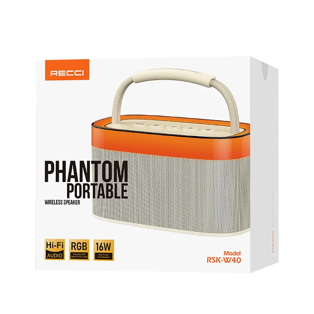 Recci RSK-W40 Phantom Taşınabilir Bluetooth Hoparlör, 16W ve RGB Işıklı