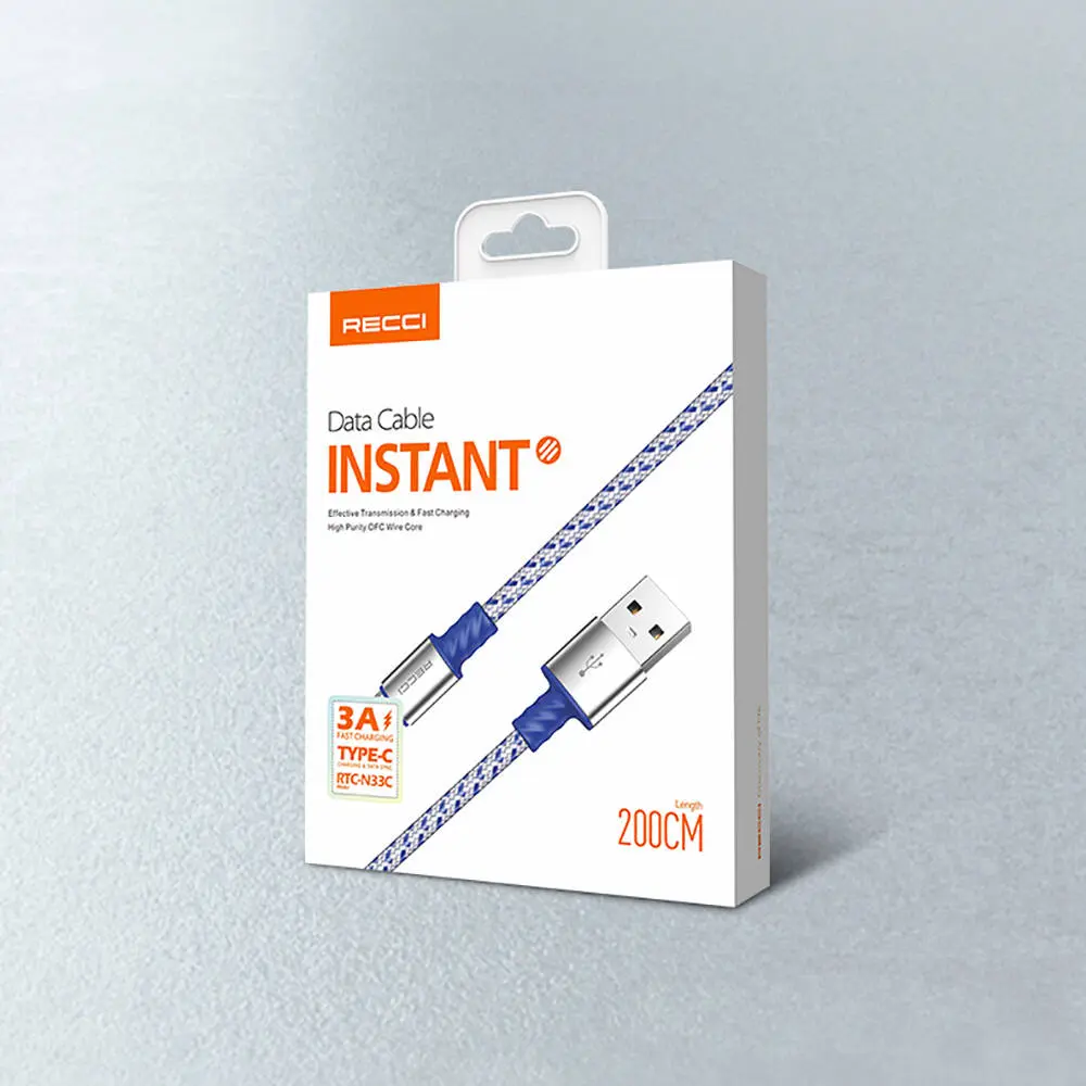 Recci RTC-N33C Instant USB-A to Type-C Şarj ve Data Kablosu, 2 m
