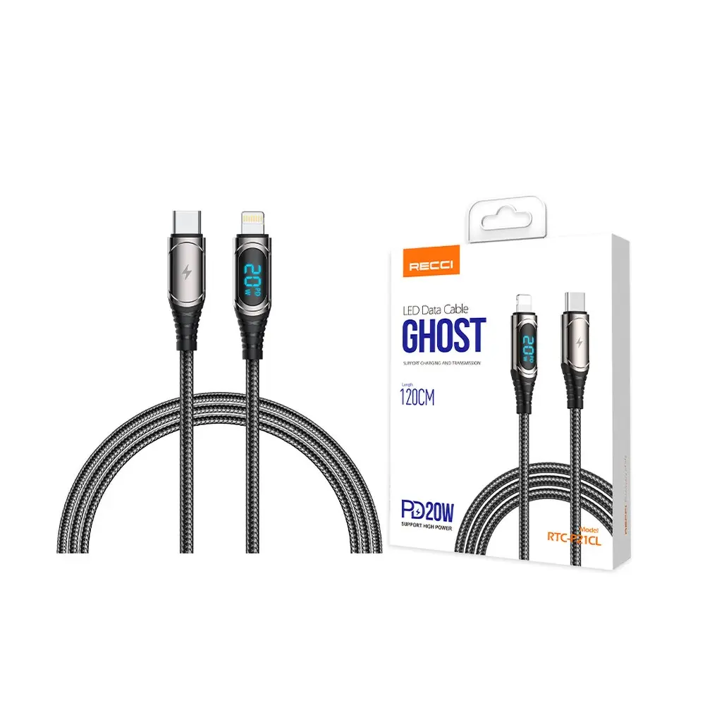 Recci RTC-P21CLPD Ghost Serisi Type-C to Lightning PD Kablo 1.2 m