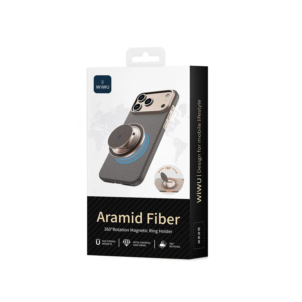 Wiwu Warriors Aramid Fiber 360° Dönebilen Magnetik Ring Stand Telefon Tutucu