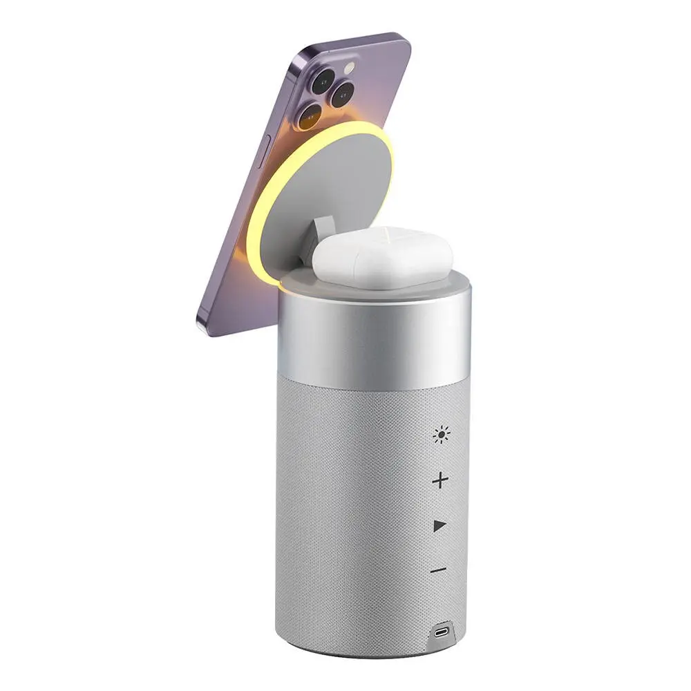 Wiwu Wi-W022 Bluetooth Hoparlör, Kablosuz Şarj Standlı ve Ambiyans Işıklı