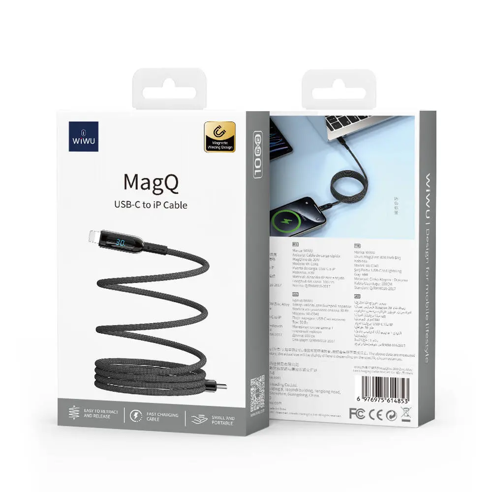 Wiwu Wi-C041 MagQ USB-C to Lightning Şarj ve Data Kablosu, 30W
