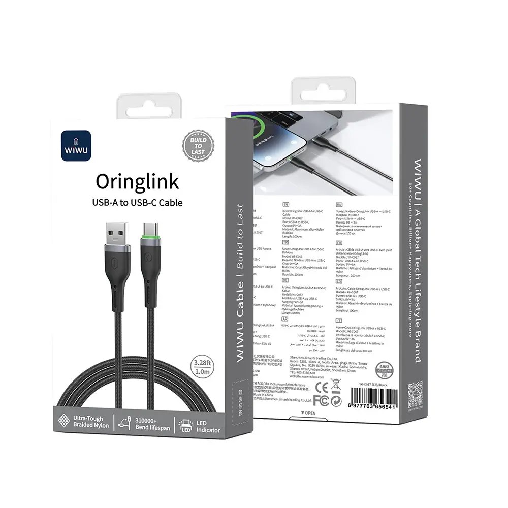 Wiwu Wi-C067 OrginLink USB-A to Type-C Şarj ve Data Kablosu, 1 m