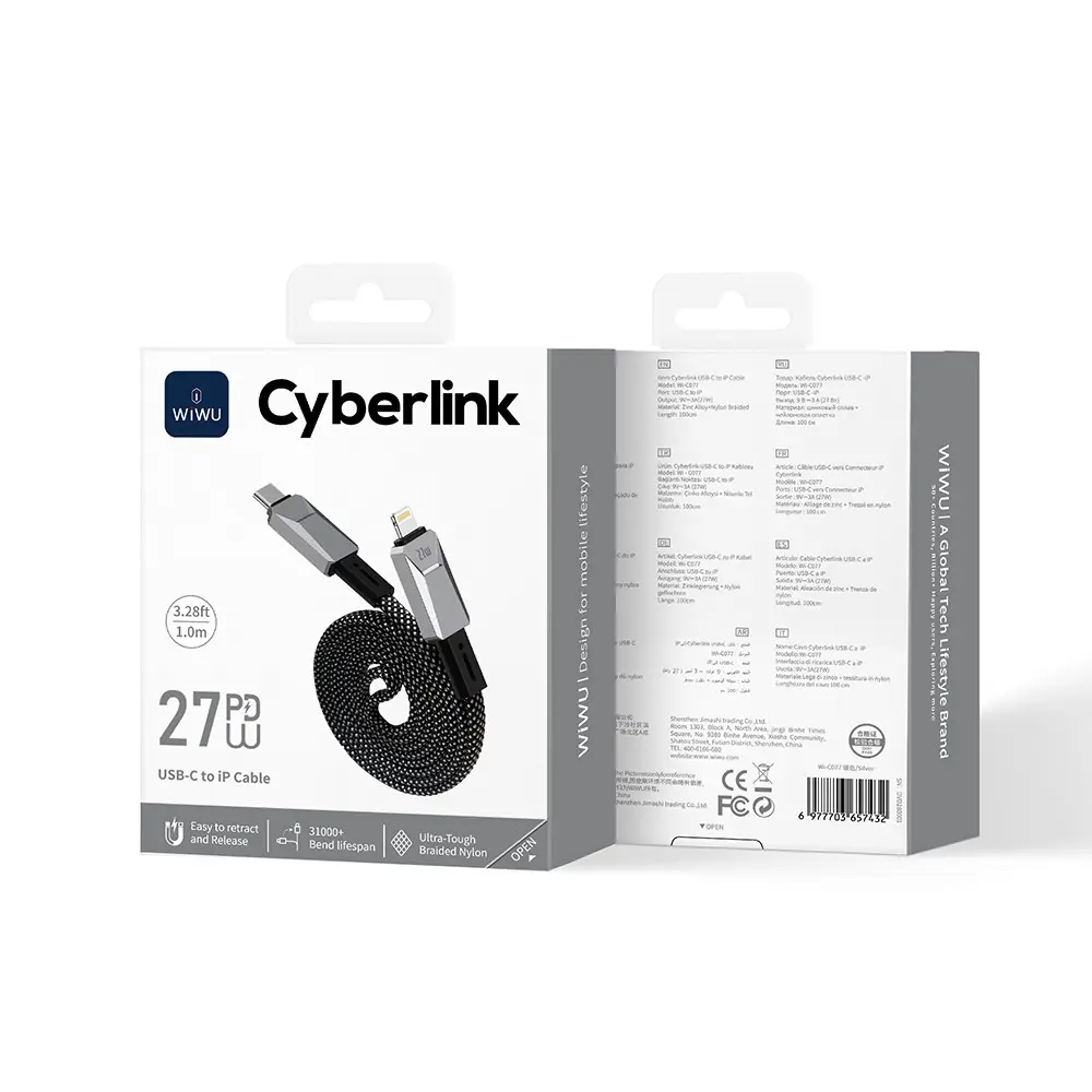 Wiwu Wi-C077 Cyberlink Type-C to Lightning Şarj ve Data Kablosu, 27W 1 m