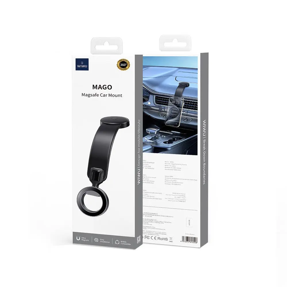 Wiwu Wi-CH053 Mago Serisi Magnetik M-safe Uyumlu Bükülebilen Eğimi ve Düz Zemin Araç Telefon Tutacağı