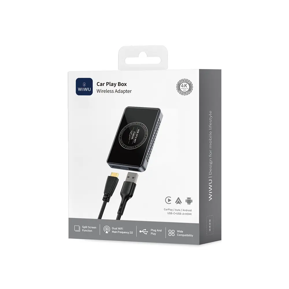 Wiwu Wi-CP004 Kablosuz CarPlay Adaptörü, HDMI Girişli ve Bölünmüş Ekran