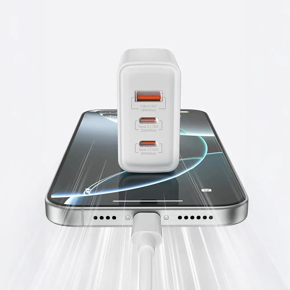 Wiwu Wi-G005 Essen GaN 65W 3 Portlu PD Hızlı Şarj Adaptörü