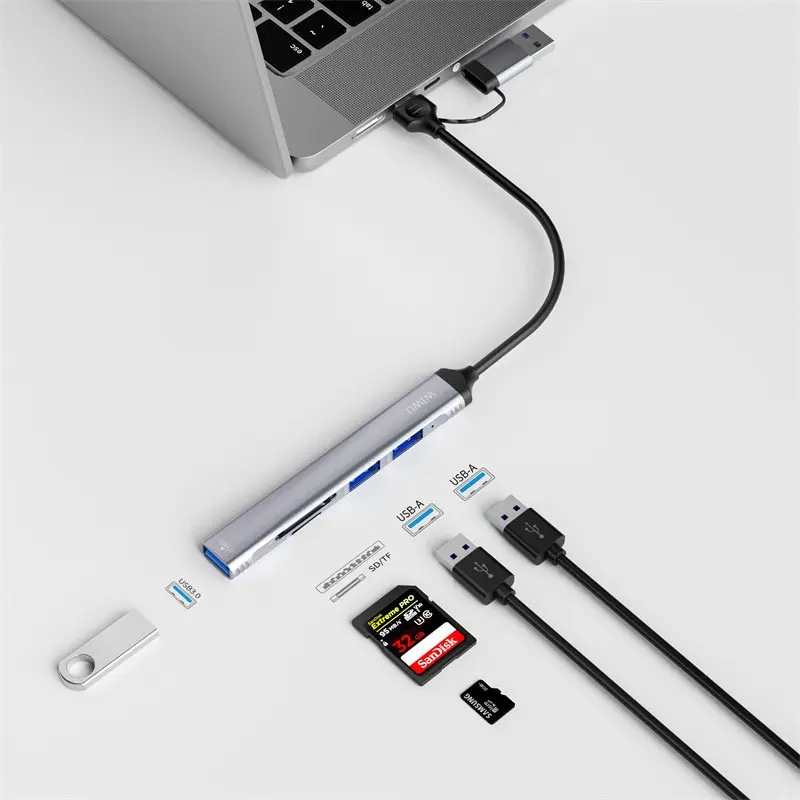 Wiwu Wi-HB003 Zolo 5'i 1 Arada USB-C Hub, USB 3.0 ve SD/TF Girişli