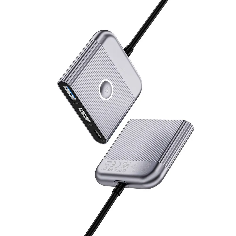 Wiwu Wi-HB8002 3'ü 1 Arada USB-C Hub, 4K@60Hz HDMI ve 100W PD