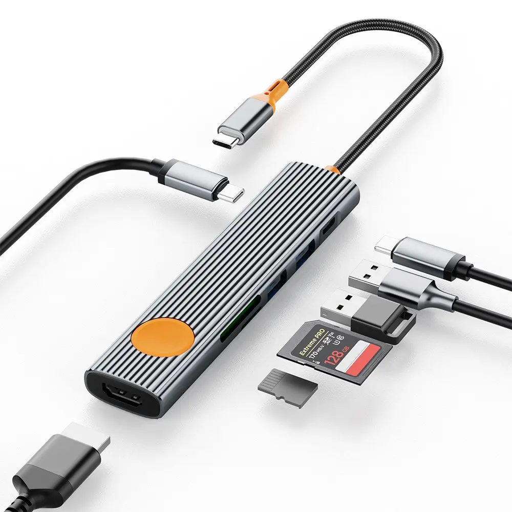 Wiwu Wi-HB8007 7'si 1 Arada Type-C Hub, 4K@60Hz HDMI ve 100W PD