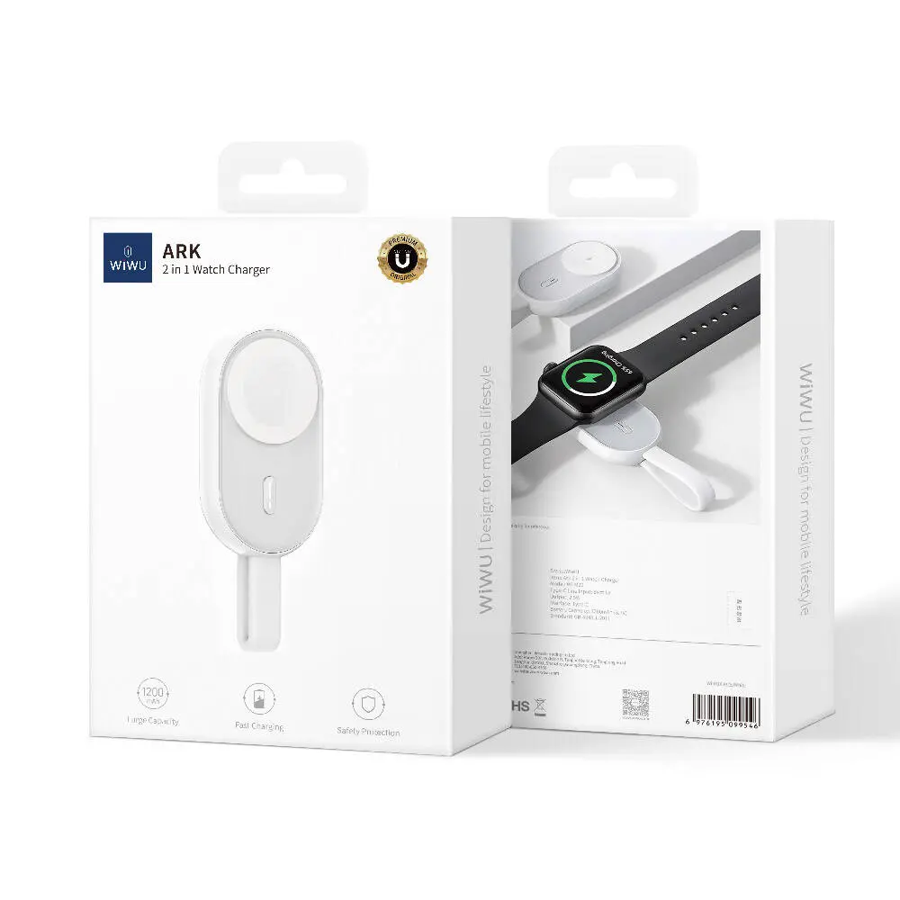 Wiwu Wi-M20 Ark Serisi Mini Kablosuz Powerbank, 1200 mAh, Apple Watch Uyumlu