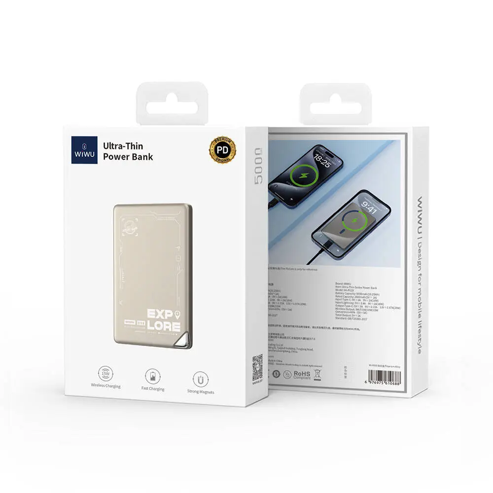 Wiwu Wi-P019 Ultra-Thin Explore 5000mAh MagSafe Kablosuz Powerbank