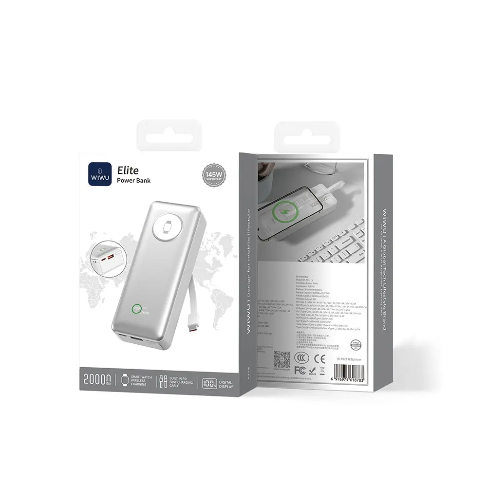 Wiwu Wi-P023 Elite Powerbank 20000mAh 145W, Dijital LED Göstergeli