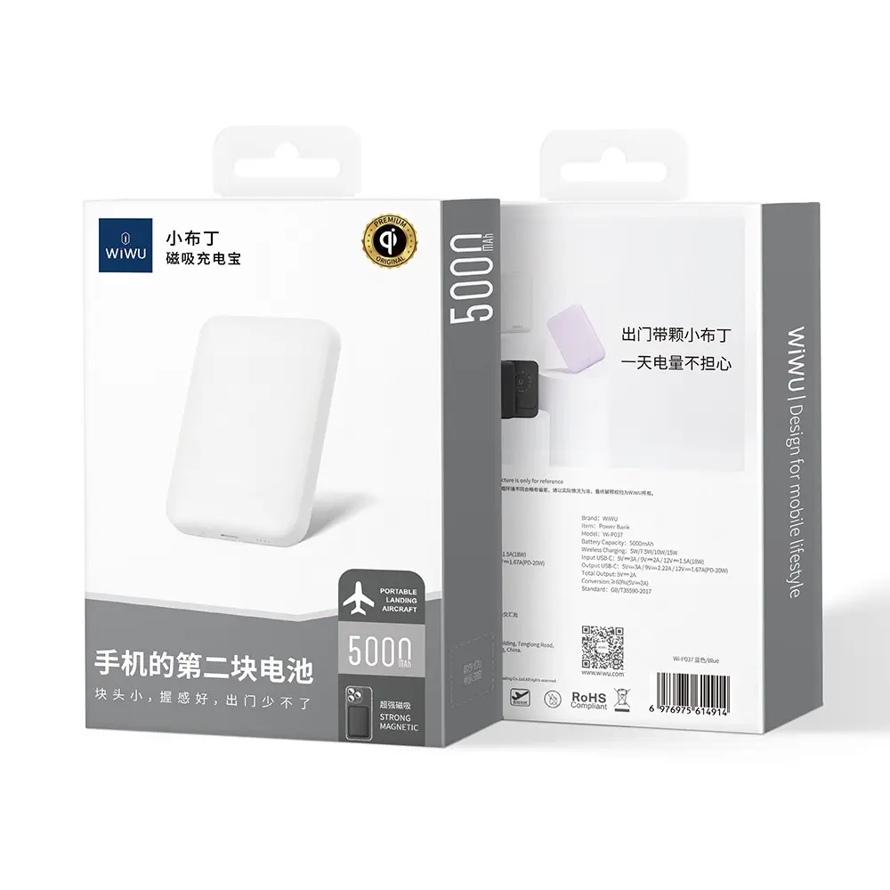 Wiwu Wi-P037 5000mAh MagSafe Uyumlu Kablosuz Powerbank, 15W