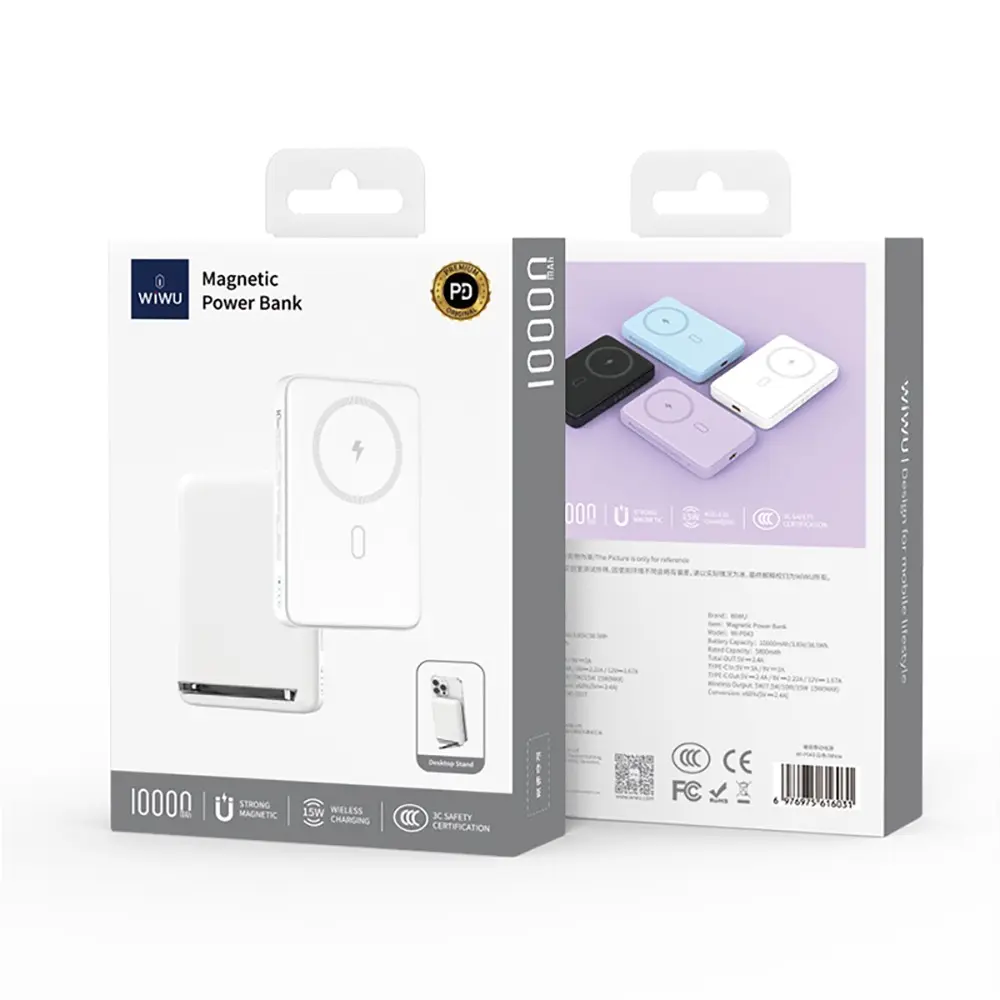Wiwu Wi-P043 MagSafe Uyumlu Standlı Kablosuz Powerbank, 10.000 mAh 15 W