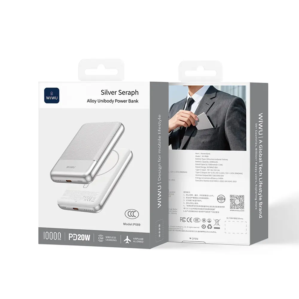Wiwu Wi-P089 10.000mAh PD 20W Kablosuz Powerbank, 15W