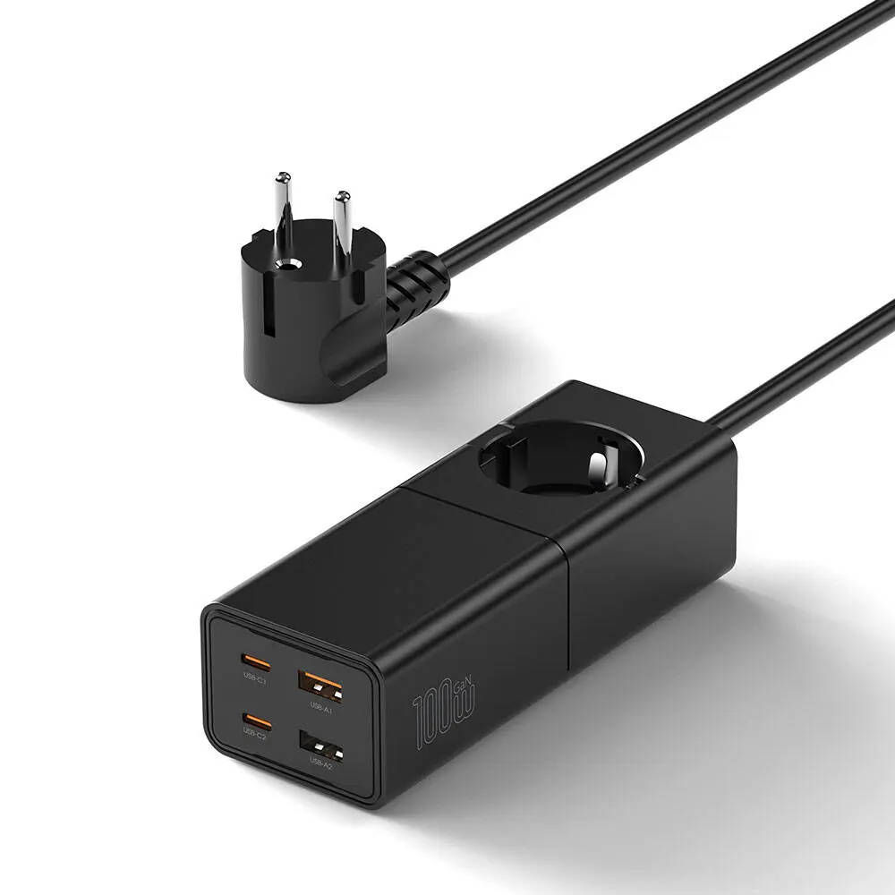 Wiwu Wi-S004 GaN Tech 100W Çift Type-C ve Çift USB-A Girişli Priz, 150 cm